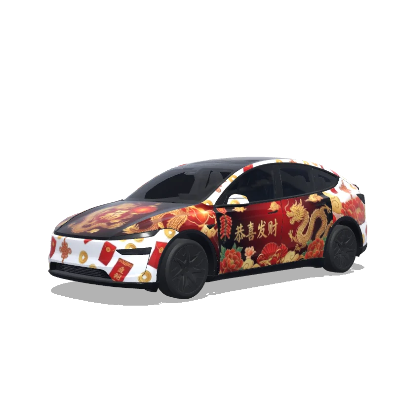 Tesla Model Y L wrap design - 中国农历新年气氛
