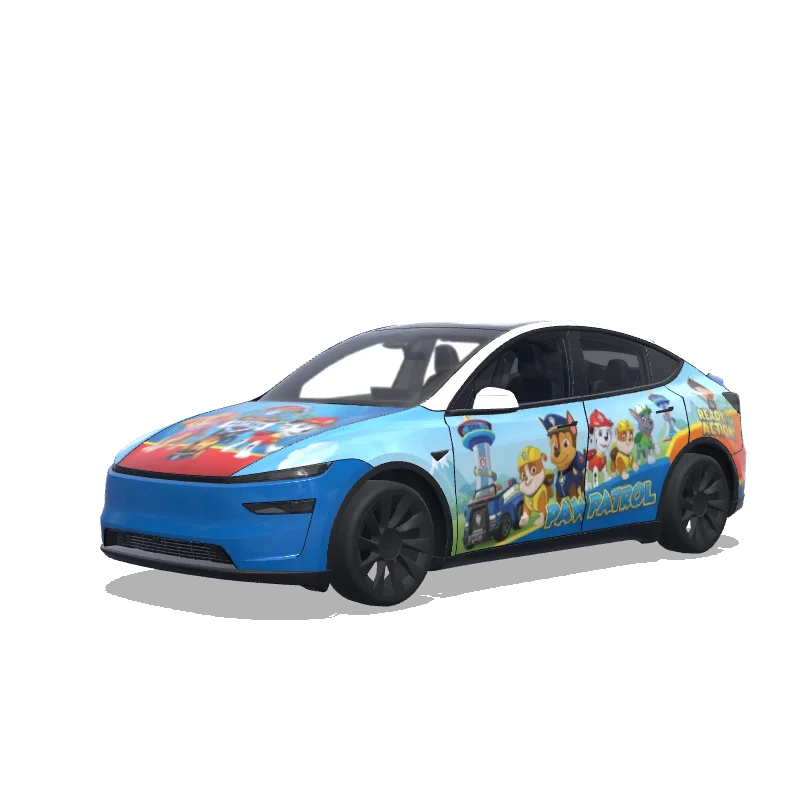 Tesla Model Y (2025+) wrap design - paw patrol white car