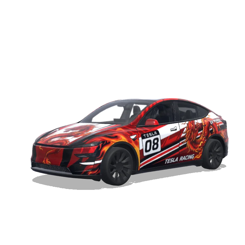 Tesla Model Y (2025+) wrap design - Red dragon race cool