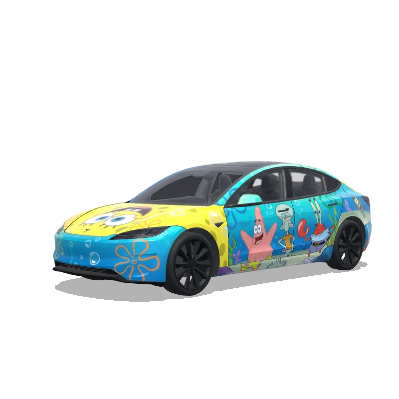 Tesla Model 3 (2024+) wrap design - spongebob
