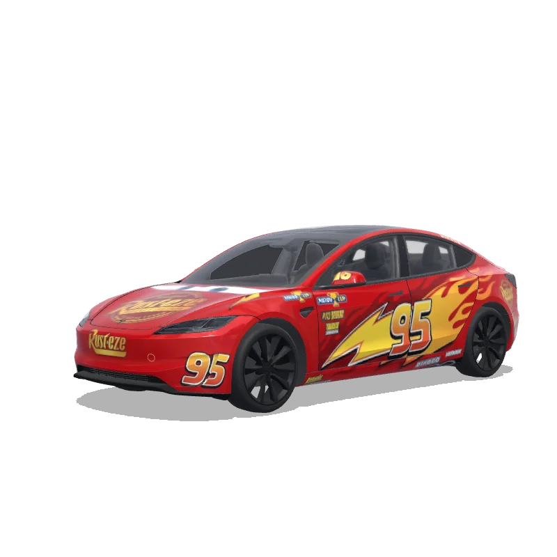Tesla Model 3 (2024+) wrap design - Lightning mcqueen