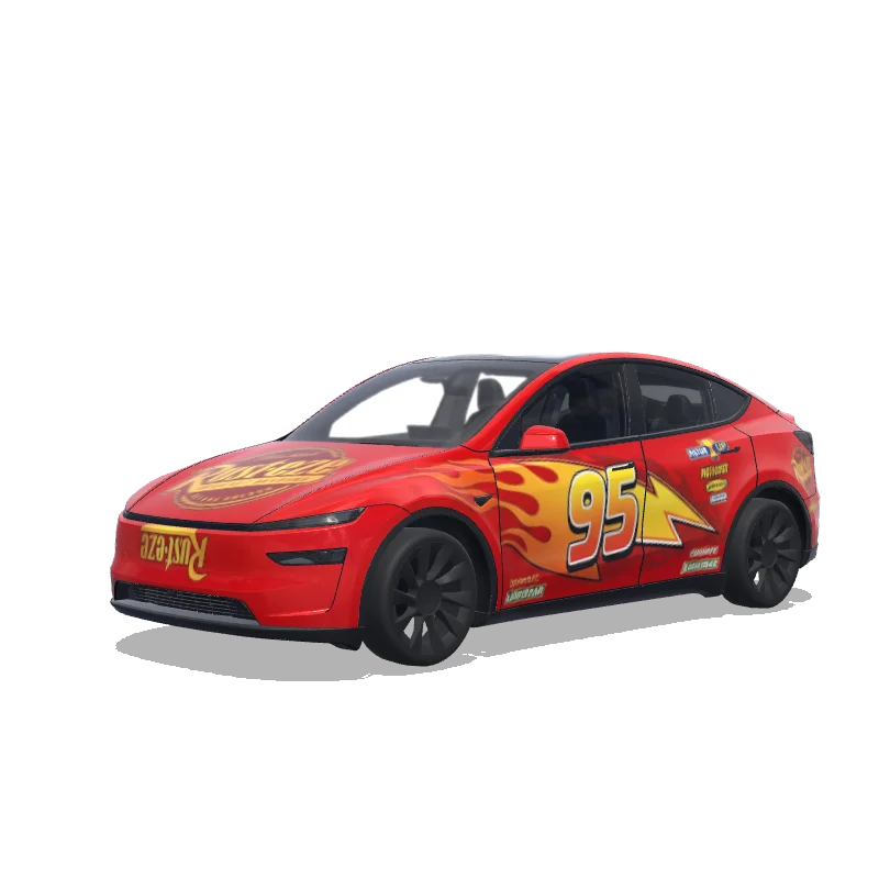 Tesla Model Y (2025+) wrap design - lightning mcqueen