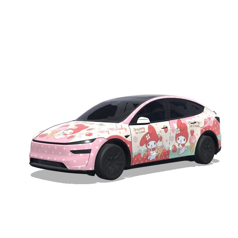 Tesla Model Y L wrap design - 美乐蒂和草莓冰激凌