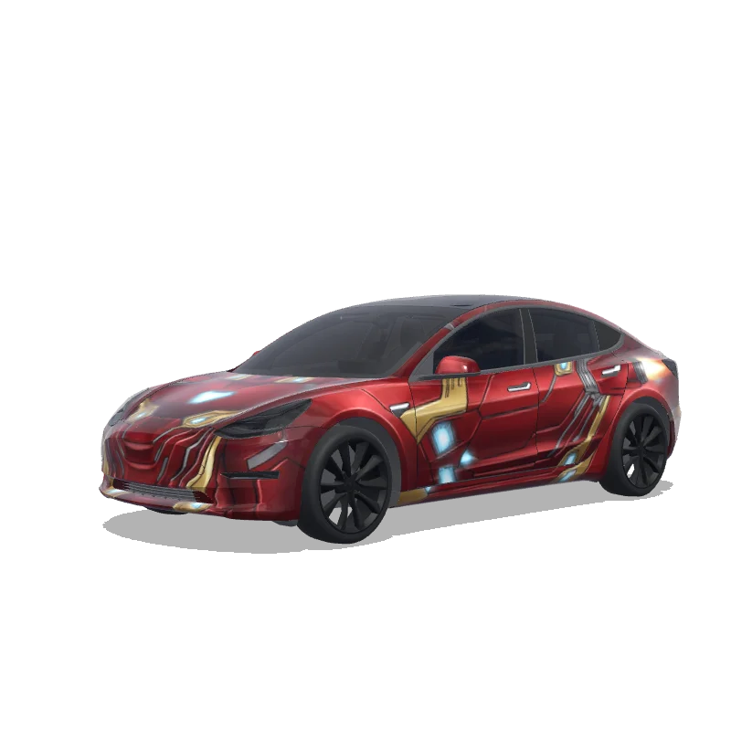 Tesla Model 3 wrap design - Marvel Iron Man car paint job