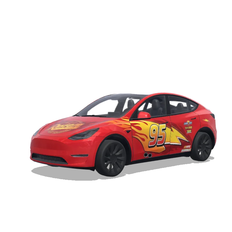 Tesla Model Y wrap design - Создай машину молнии маквин и на передний бампер добавь его улыбку