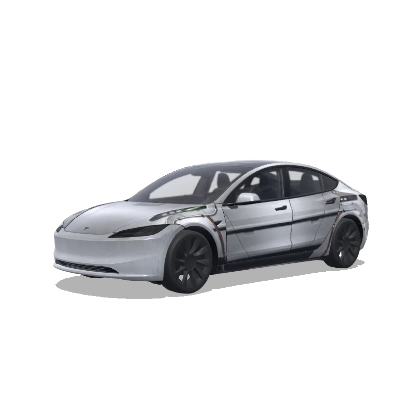 Tesla Model 3 (2024+) wrap design - Time machine Delorean from movie Back to the Future.