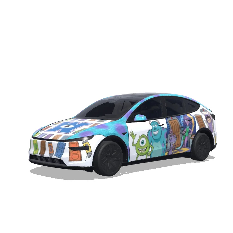 Tesla Model Y L wrap design - Monsters, Inc. style