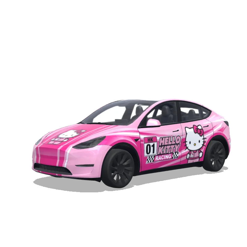 make hello kitty wrap and make it as if its a fast car/sports car, color everything baby pink