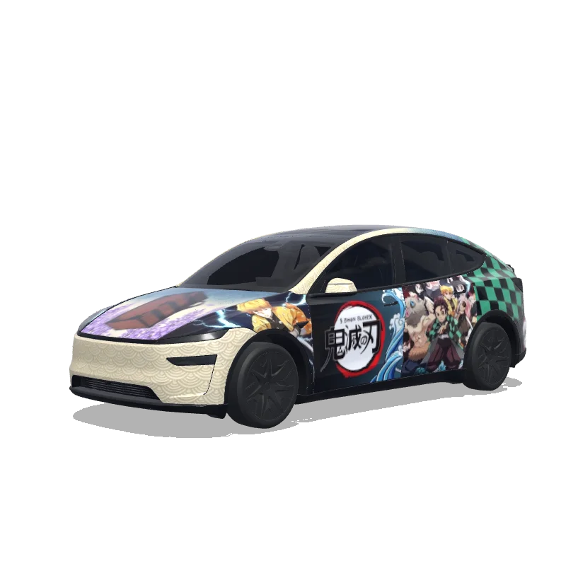 Tesla Model Y L wrap design - 以日本动画片《鬼滅の刃》 (Kimetsu no Yaiba)为主题做个壁纸