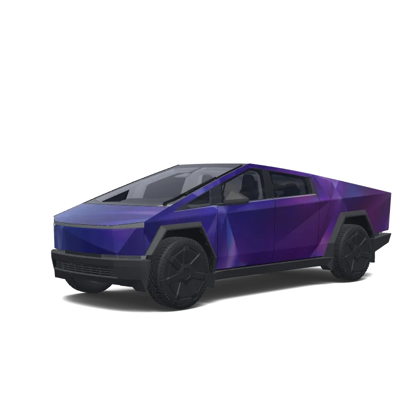 Tesla Cybertruck wrap design - Translucent blue purple.