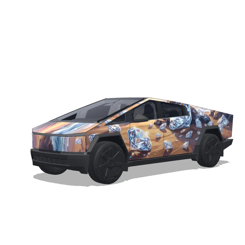 Tesla Cybertruck wrap design - eagle on the beach with diamonds around it..