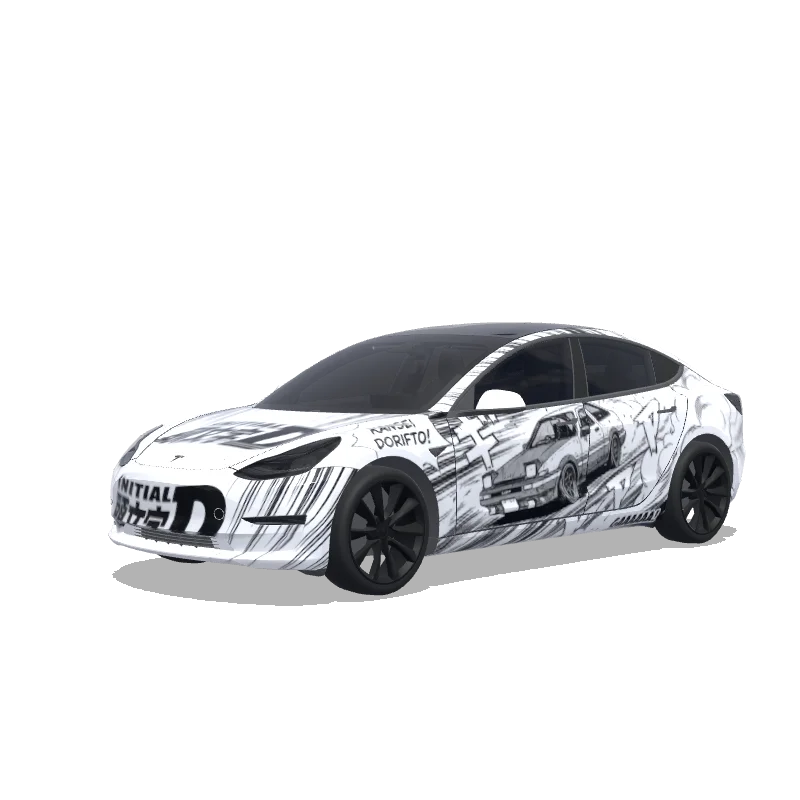 Tesla Model 3 wrap design - original comic design initial d