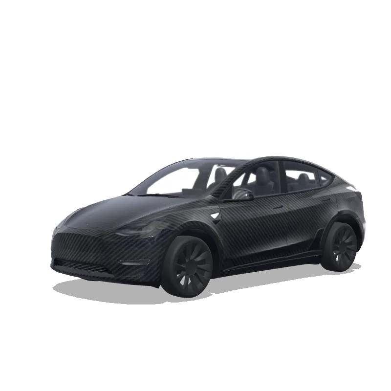 Tesla Model Y wrap design - stealth mode coolest looking tesla model y carbon spoiler
