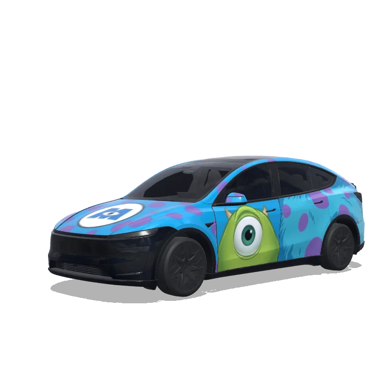 Tesla Model Y L wrap design - Monsters, Inc. style