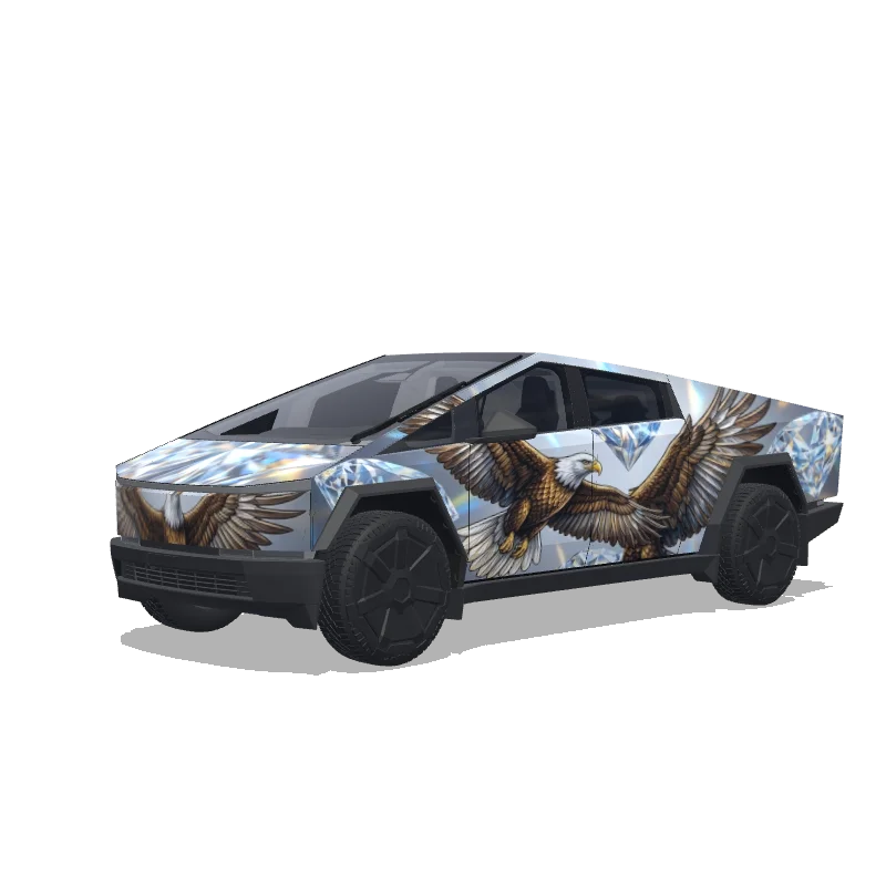 Tesla Cybertruck wrap design - make a wrap for a cybertruck that has diamonds and eagles..