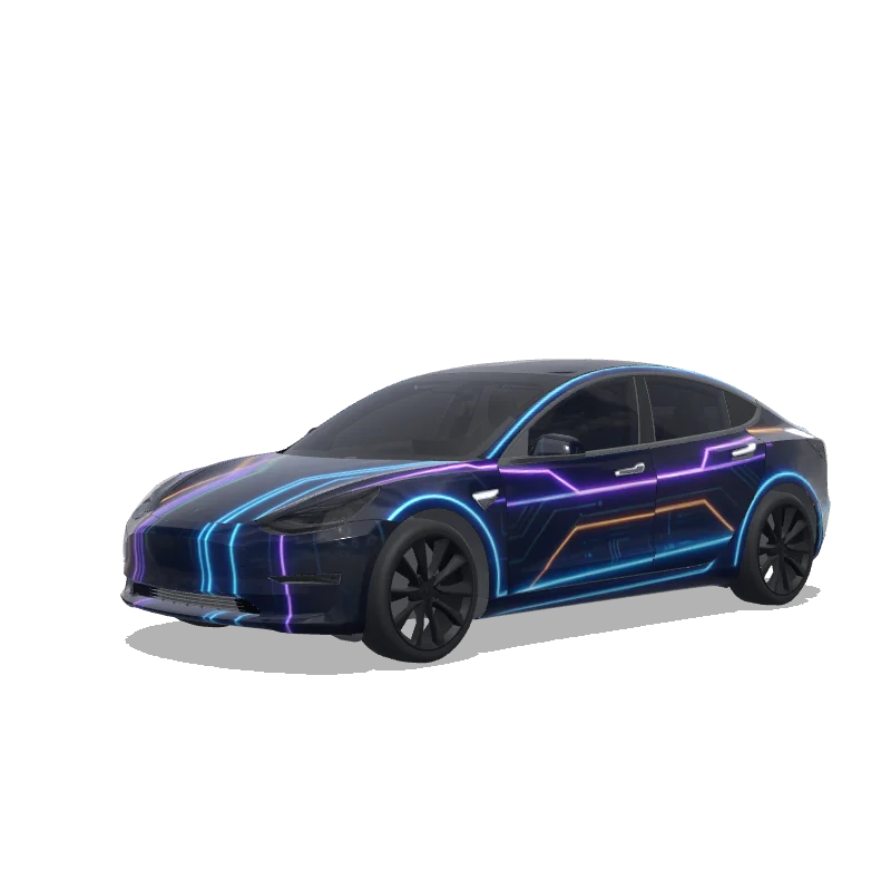 Tesla Model 3 wrap design - Типа как авто из trone но неоновие разноцветние линии.