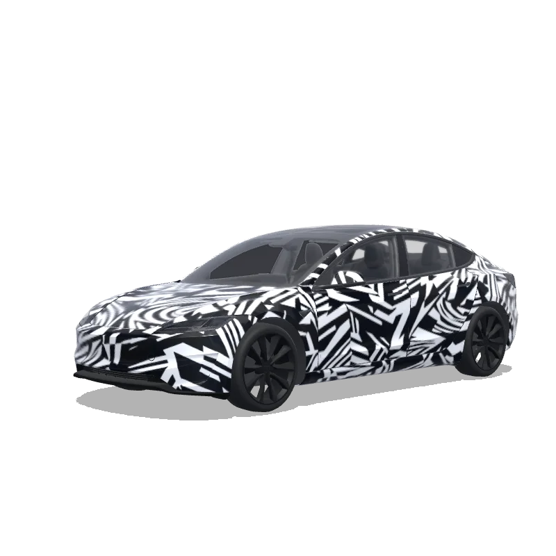 Tesla Model 3 (2024+) wrap design - 試作車のようカモフラージュ
白黒で