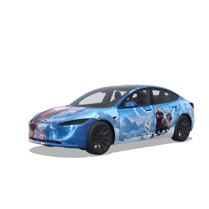 Tesla Model 3 (2024+) wrap design - Frozen movie with Elsa and Anna