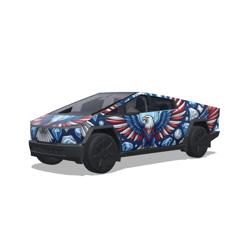Tesla Cybertruck wrap design - make a wrap for a cybertruck that has diamonds and eagles..