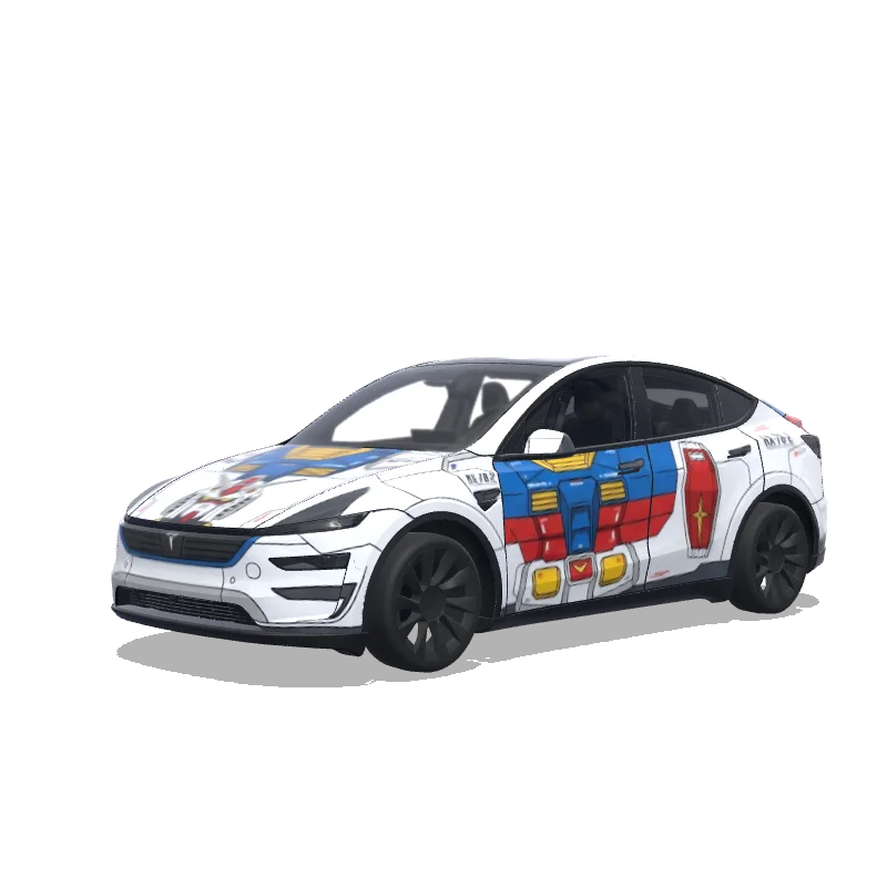 Tesla Model Y (2025+) wrap design - Gundam RX78 Design with white background