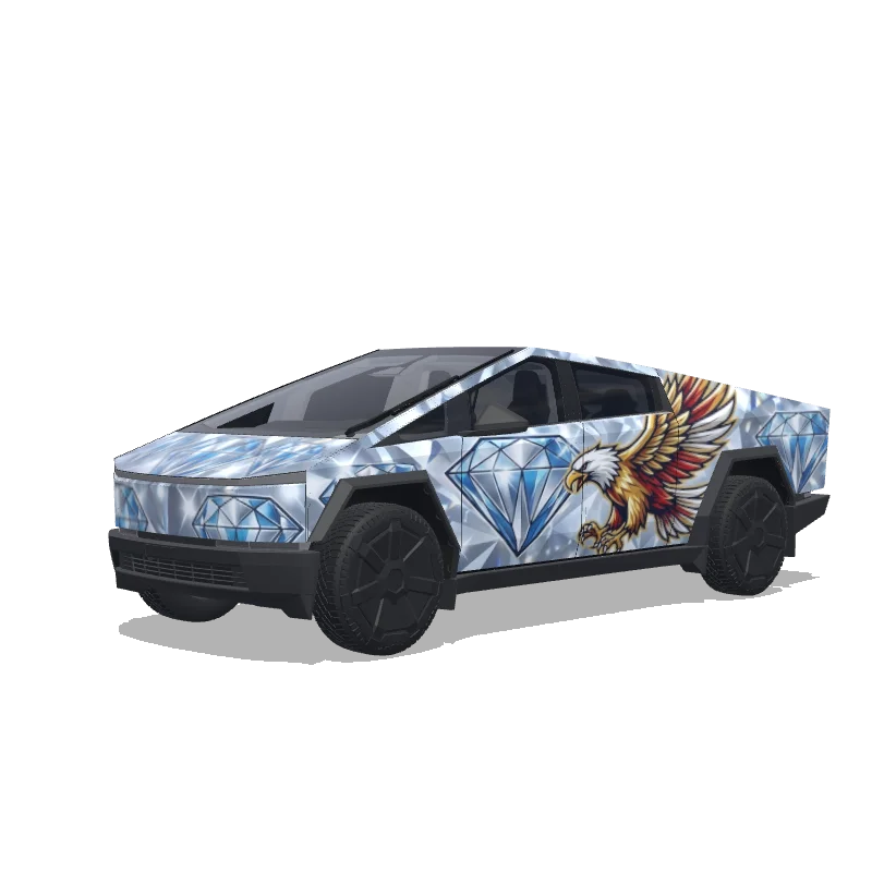 Tesla Cybertruck wrap design - make a wrap for a cybertruck that has diamonds and eagles..