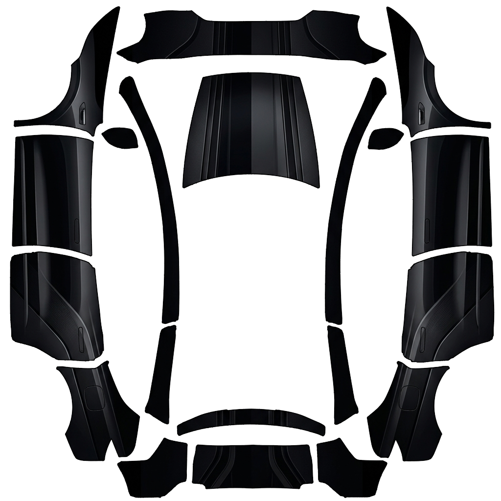 Tesla Model Y L wrap design - AITO M9. Colors: black.