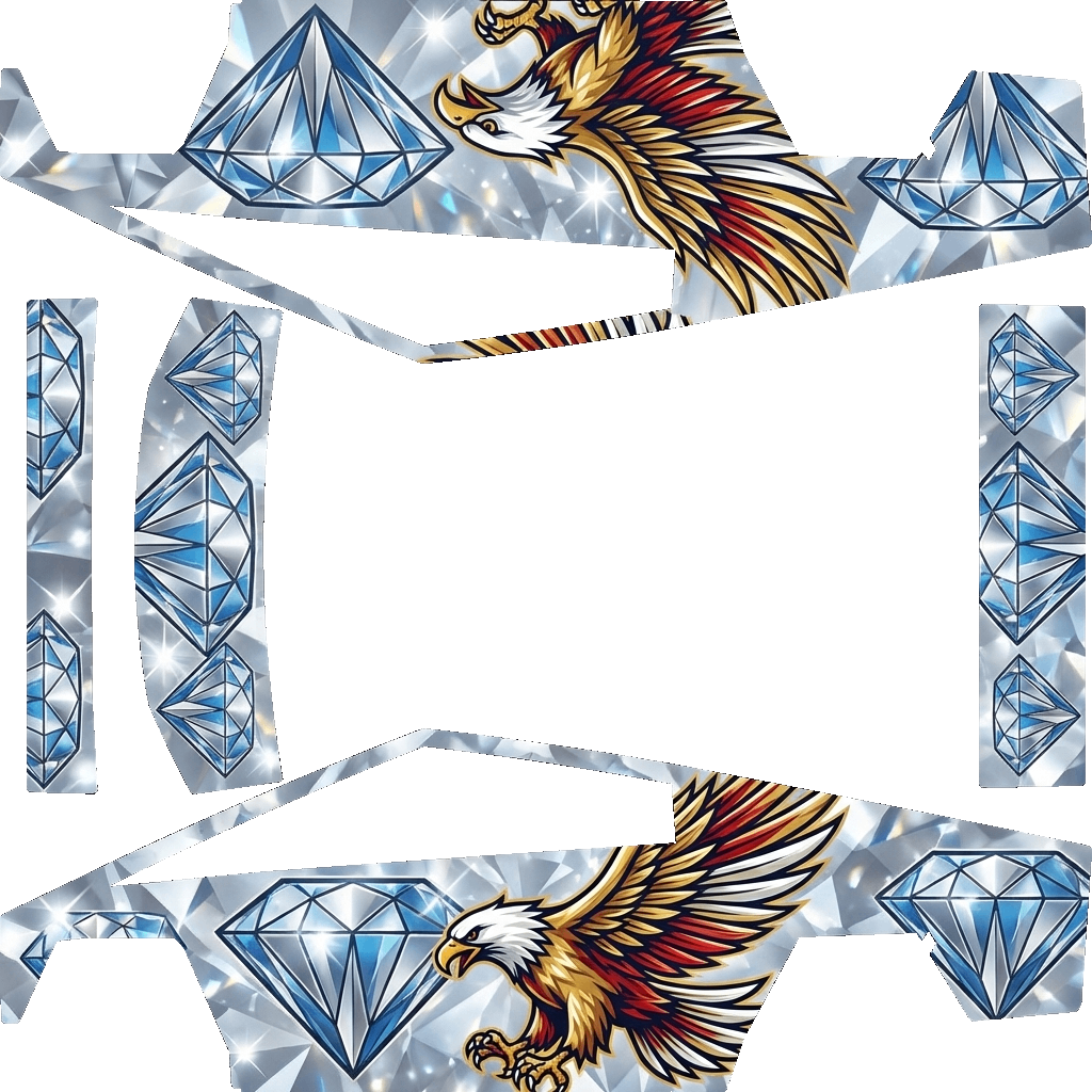 Tesla Cybertruck wrap design - make a wrap for a cybertruck that has diamonds and eagles..