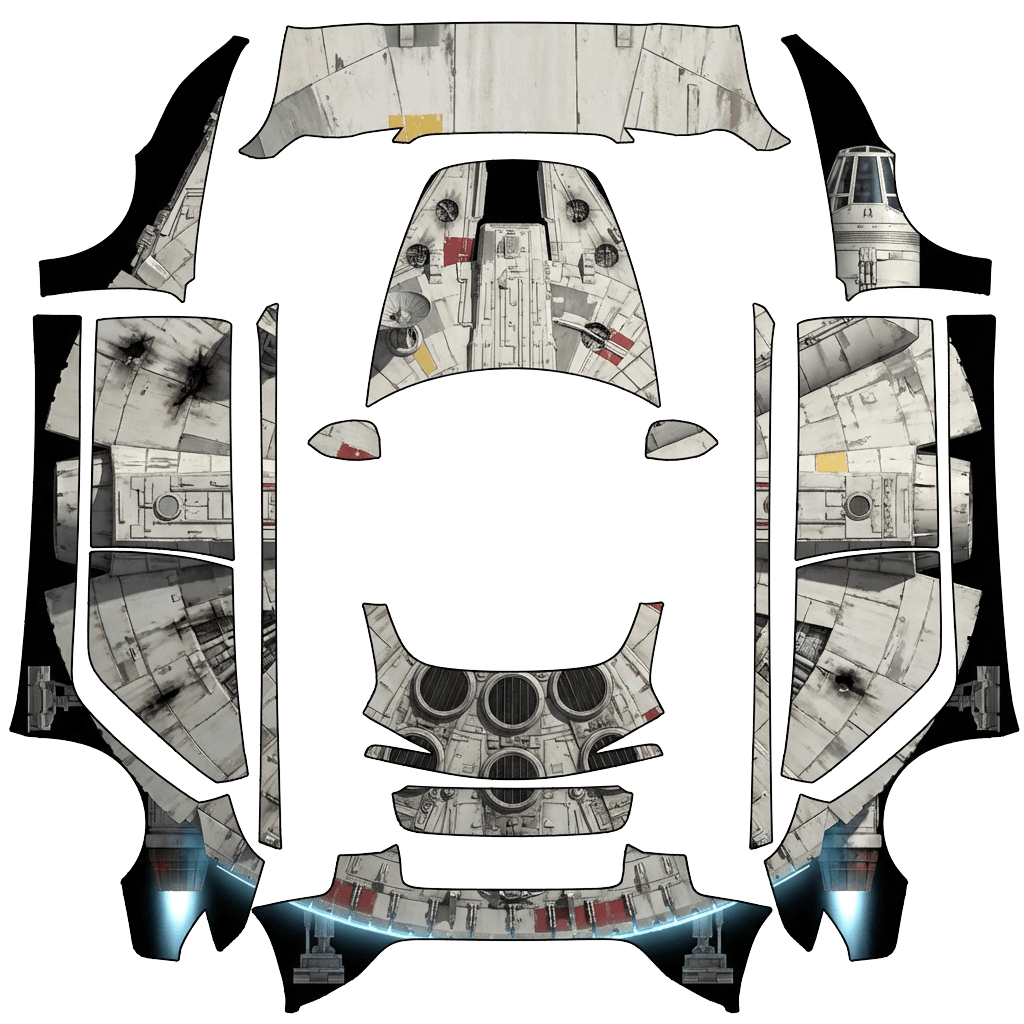 Tesla Model 3 (2024+) wrap design - Décorer la tesla tel le faucon Millenium de star wars
