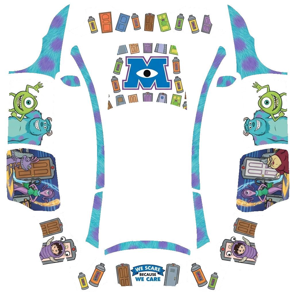 Tesla Model Y L wrap design - Monsters, Inc. style