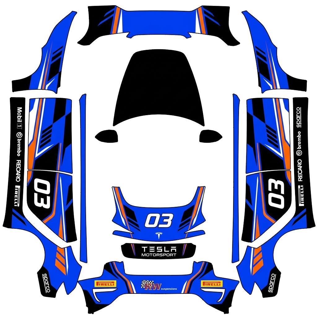 Tesla Model 3 (2024+) custom wrap design - free download PNG