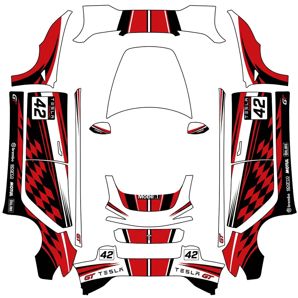 Tesla Model 3 (2024+) custom wrap design - free download PNG