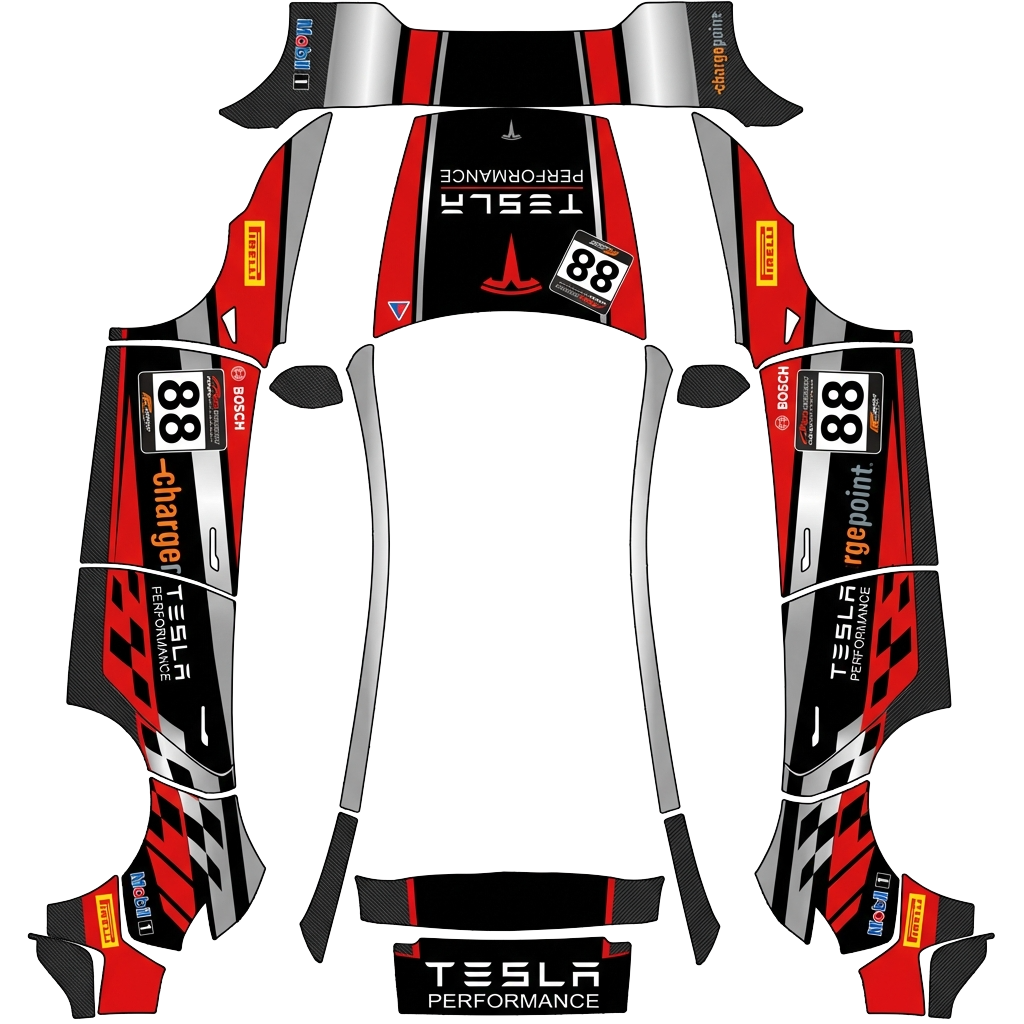 Tesla Model Y (2025+) custom wrap design - free download PNG
