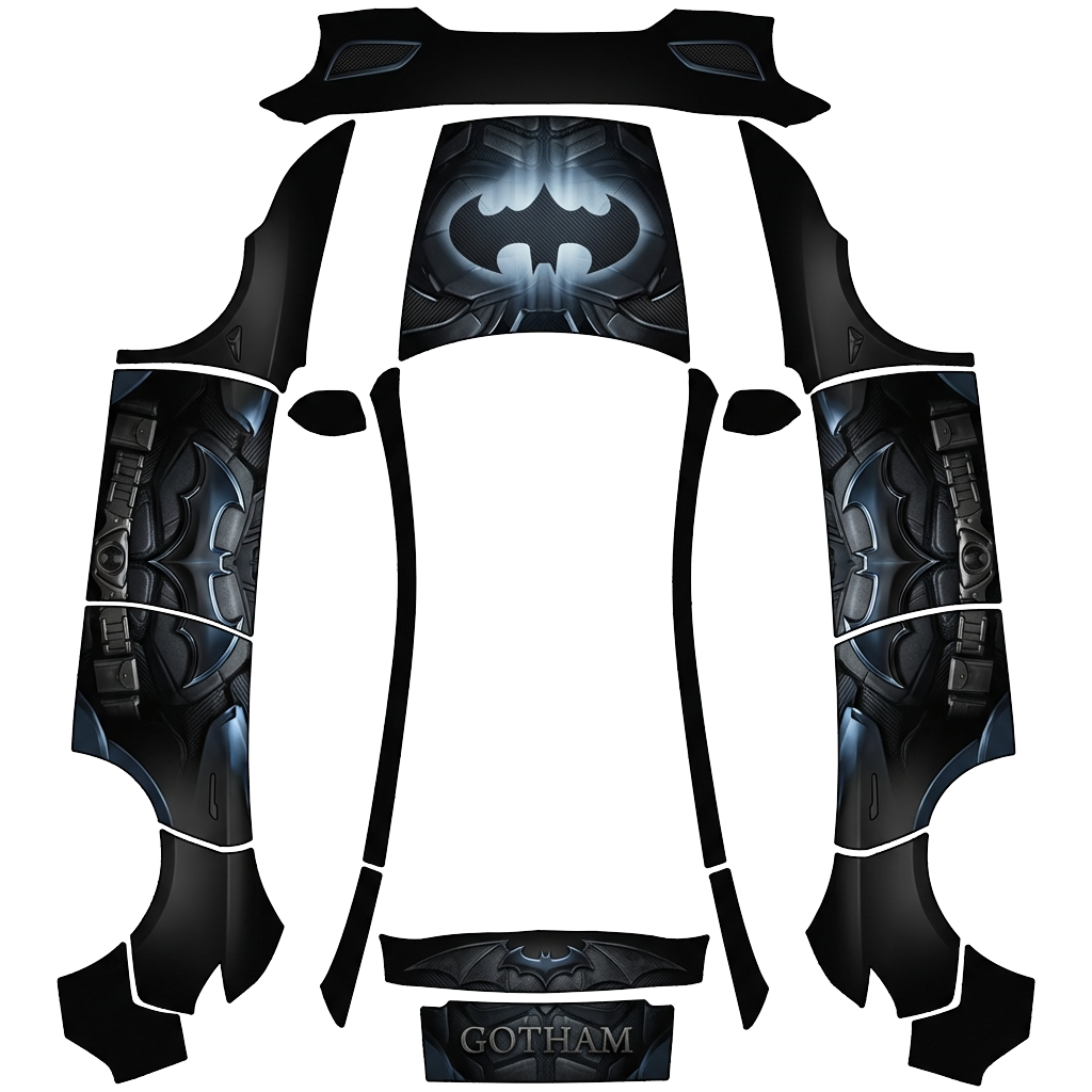 Tesla Model Y (2025+) wrap design - make high quality design for a batman