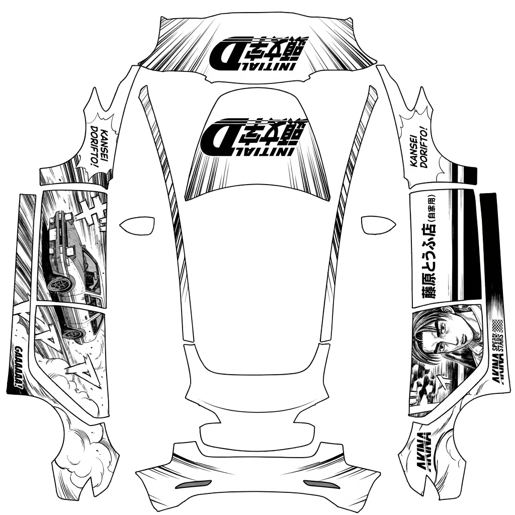 Tesla Model 3 wrap design - original comic design initial d