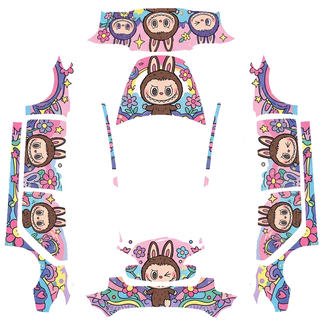 Tesla Model 3 wrap design - Create a Labubu cartoon anime car cover model.