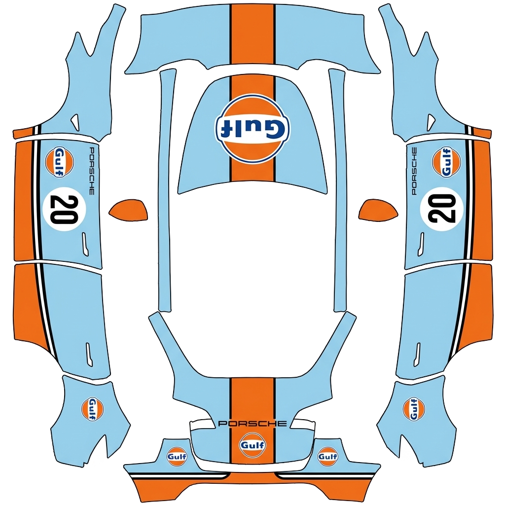 Tesla Model Y wrap design - Gulf racing avec logo