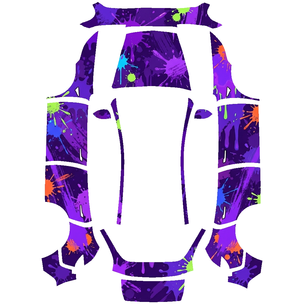 Tesla Model Y (2025+) wrap design - splatoon 3, mainly purple