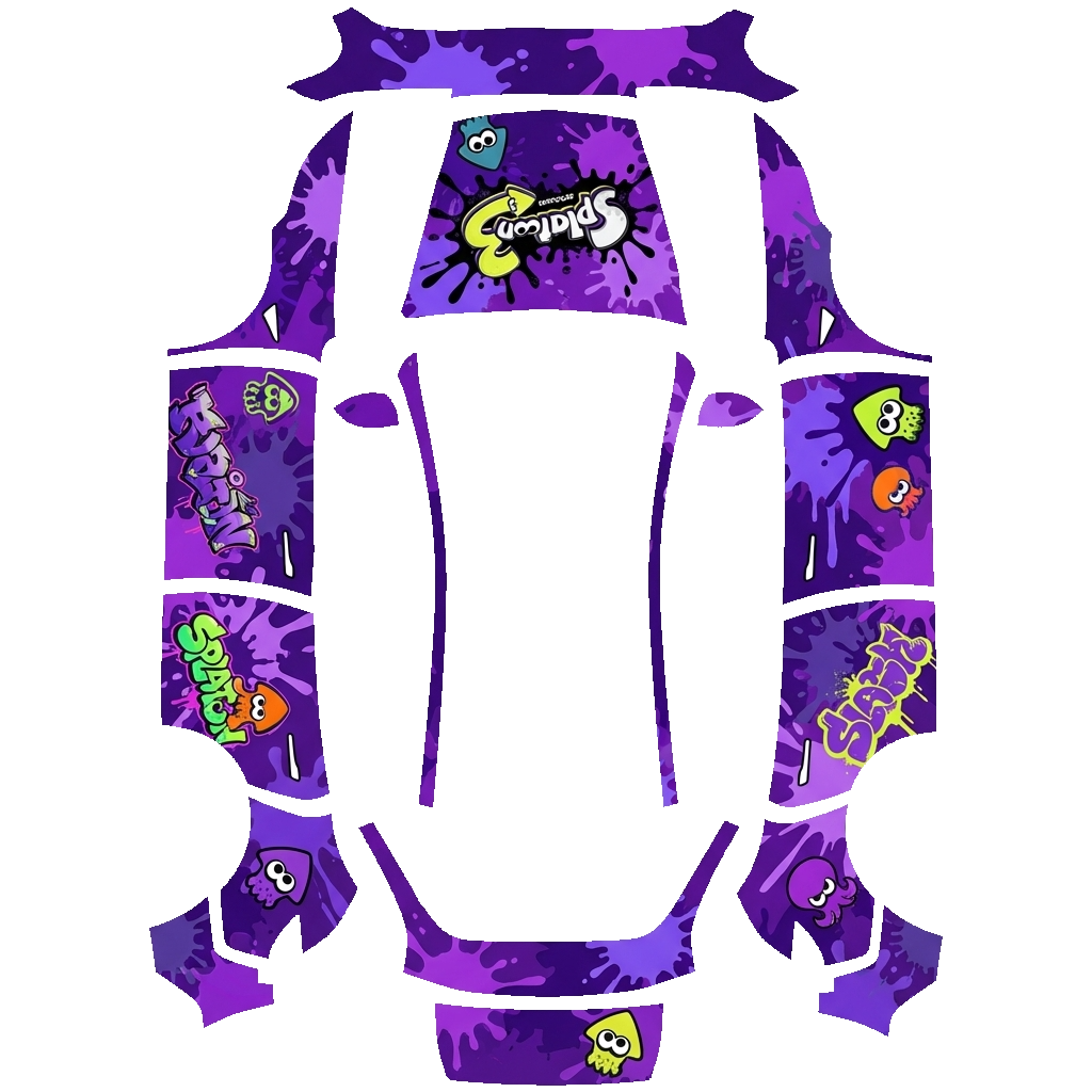 Tesla Model Y (2025+) wrap design - splatoon 3, mainly purple