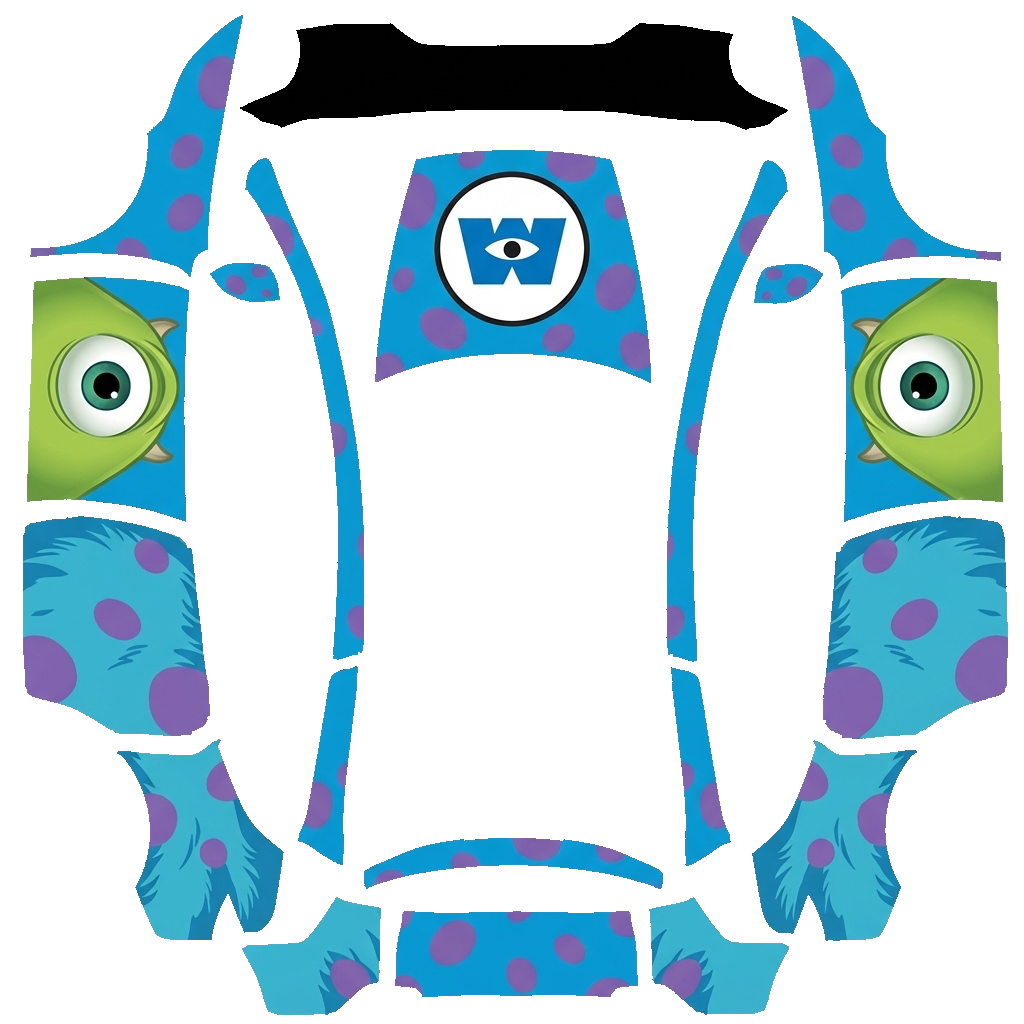 Tesla Model Y L wrap design - Monsters, Inc. style