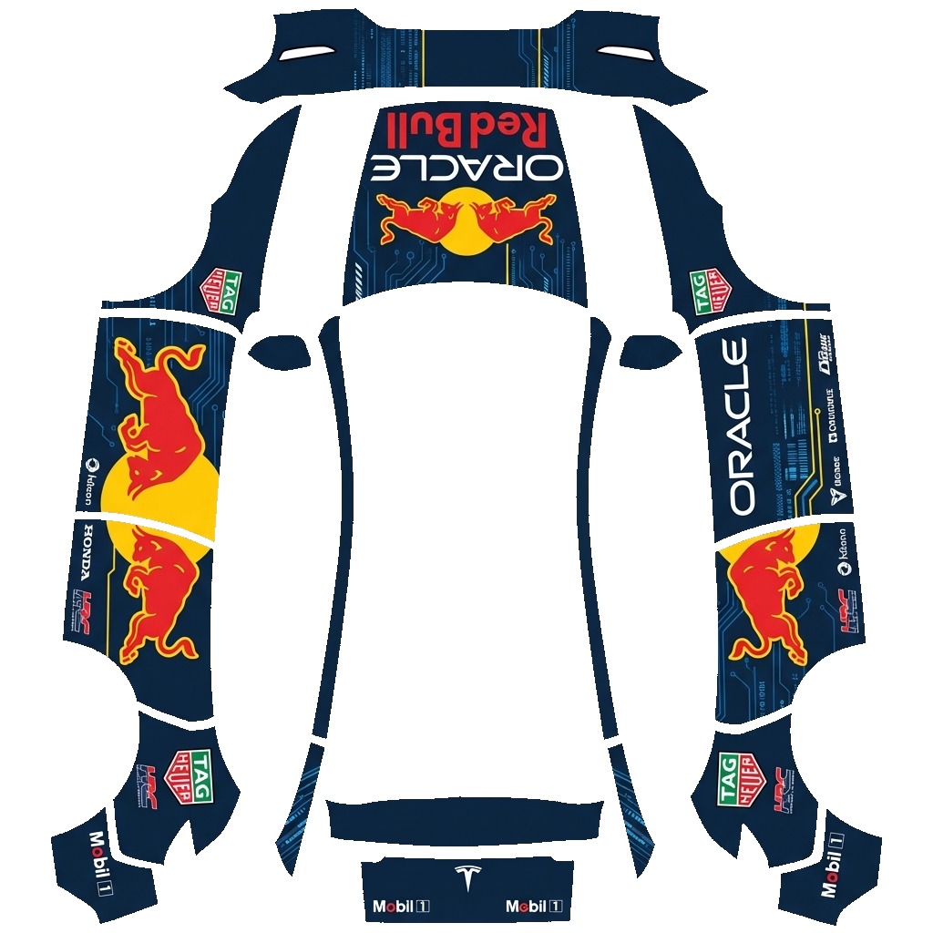 Tesla Model Y (2025+) wrap design - redbull oracle